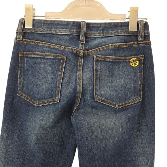 Tory Burch Bootcut Jeans Womens 25 Classic Tory Logo Low Rise Y2K Style Designer - Picture 5 of 13